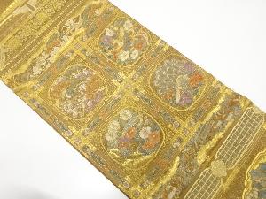 アンティーク 格天井に鳳凰・孔雀・草花模様織り出し袋帯(材料)